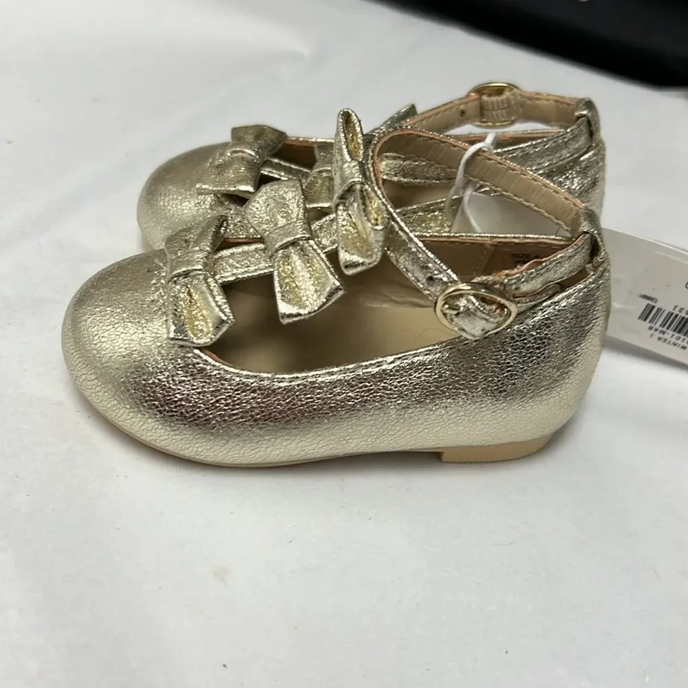 Janie and Jack 100048101 Collections Metallic Bow Ballet Flat NWT size 4